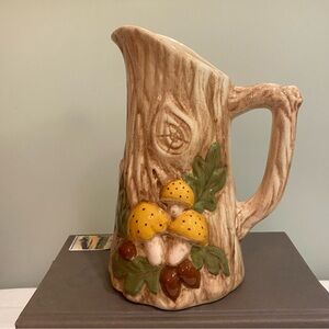 Vintage Holland Mold Mushroom Tree Pitcher Handcrafted Hobbitcore Earthy Forest